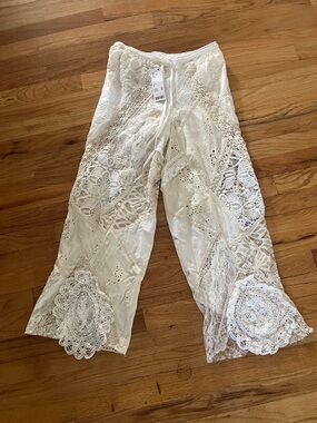 NWT Urban Outfitters Kimchi Blue Lace Patchwork Wide Leg Pants, XS